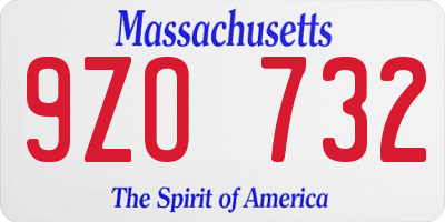 MA license plate 9ZO732