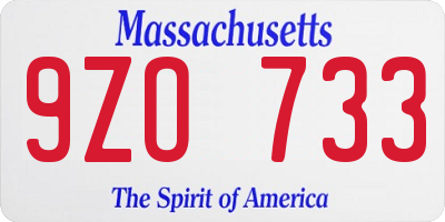MA license plate 9ZO733