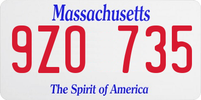 MA license plate 9ZO735