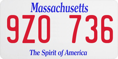MA license plate 9ZO736