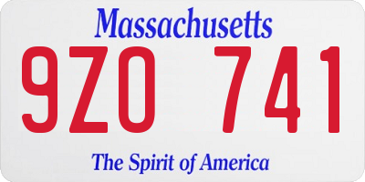 MA license plate 9ZO741