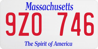 MA license plate 9ZO746