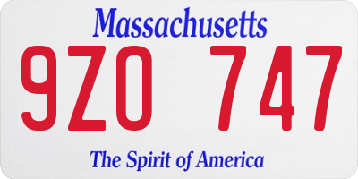 MA license plate 9ZO747