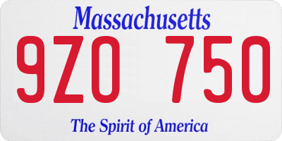 MA license plate 9ZO750