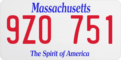 MA license plate 9ZO751