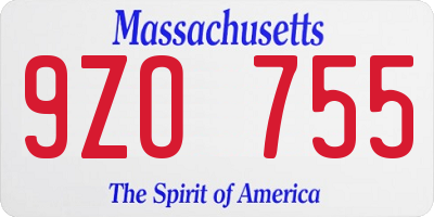 MA license plate 9ZO755
