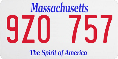 MA license plate 9ZO757