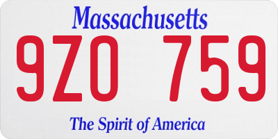 MA license plate 9ZO759