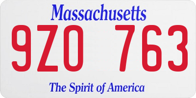 MA license plate 9ZO763