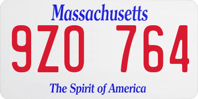 MA license plate 9ZO764