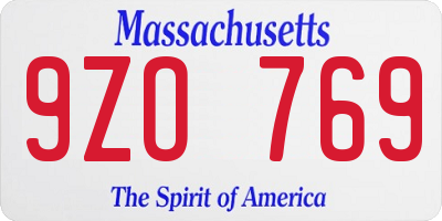 MA license plate 9ZO769