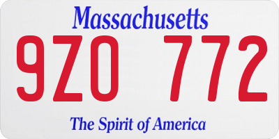 MA license plate 9ZO772