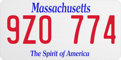 MA license plate 9ZO774