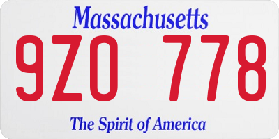 MA license plate 9ZO778