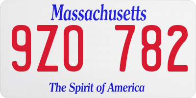 MA license plate 9ZO782