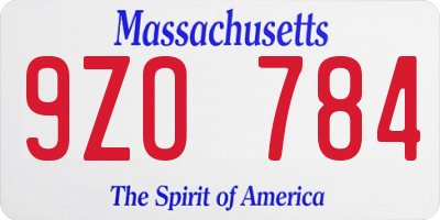 MA license plate 9ZO784