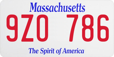 MA license plate 9ZO786