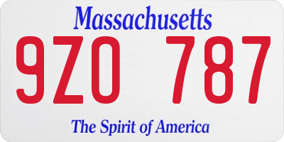 MA license plate 9ZO787