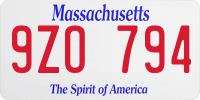 MA license plate 9ZO794