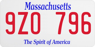 MA license plate 9ZO796