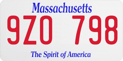 MA license plate 9ZO798