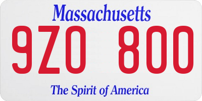 MA license plate 9ZO800