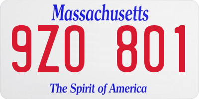 MA license plate 9ZO801