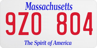 MA license plate 9ZO804