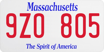 MA license plate 9ZO805