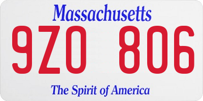 MA license plate 9ZO806