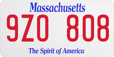 MA license plate 9ZO808