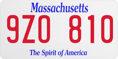MA license plate 9ZO810