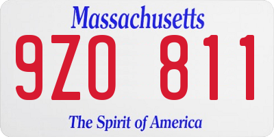 MA license plate 9ZO811