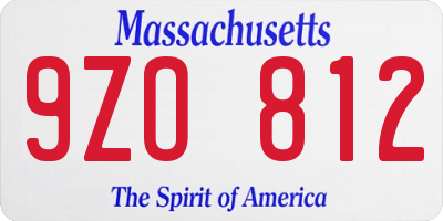 MA license plate 9ZO812