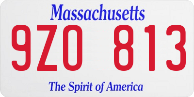 MA license plate 9ZO813
