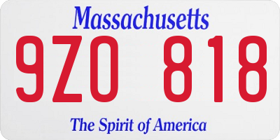 MA license plate 9ZO818