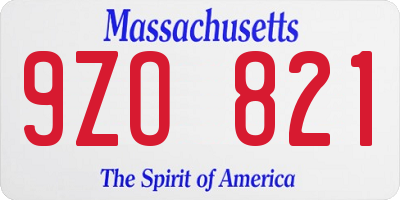 MA license plate 9ZO821