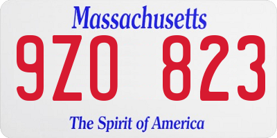 MA license plate 9ZO823