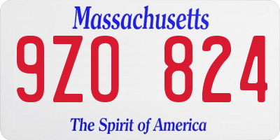 MA license plate 9ZO824