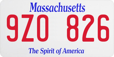 MA license plate 9ZO826