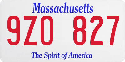 MA license plate 9ZO827