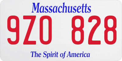 MA license plate 9ZO828