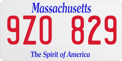 MA license plate 9ZO829