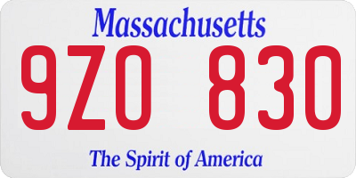 MA license plate 9ZO830