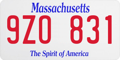 MA license plate 9ZO831