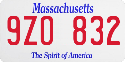 MA license plate 9ZO832