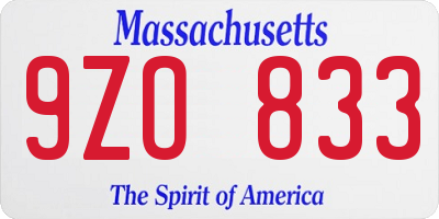 MA license plate 9ZO833