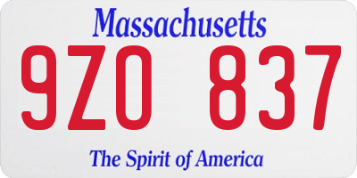 MA license plate 9ZO837