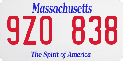 MA license plate 9ZO838