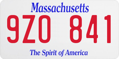 MA license plate 9ZO841